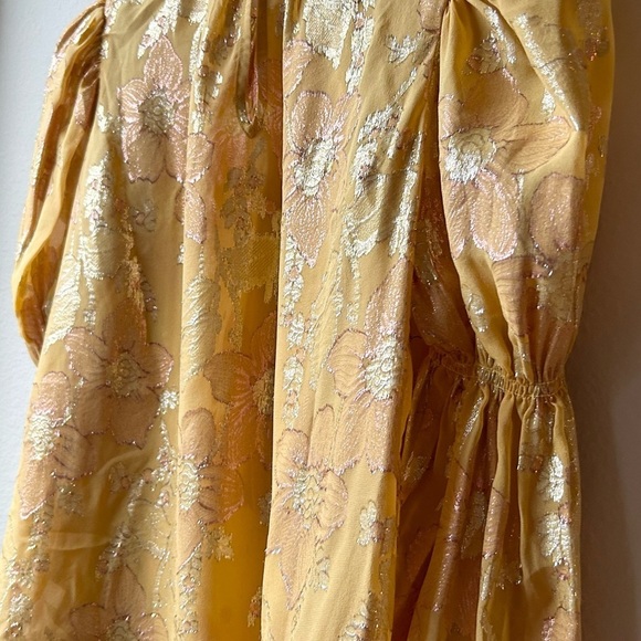 Ulla Johnson Aster Metallic Floral Blouse in Gold Orange Citrine Sz 2 - Picture 12 of 16